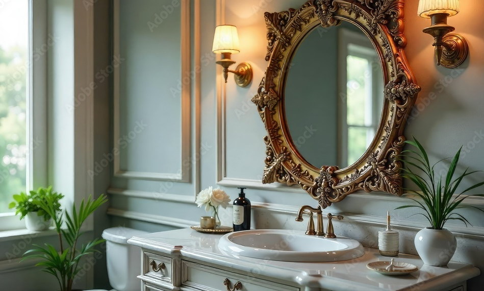 Dettaglio bagno classico su misura con finiture pregiate